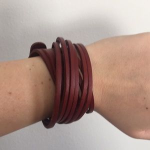 Double Wrap Maroon Leather Bracelet